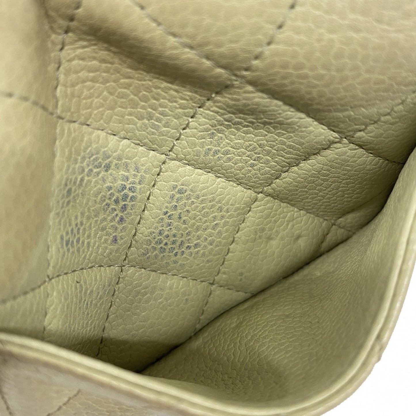 Chanel Matelasse Business Card Case In Beige Caviar Leather