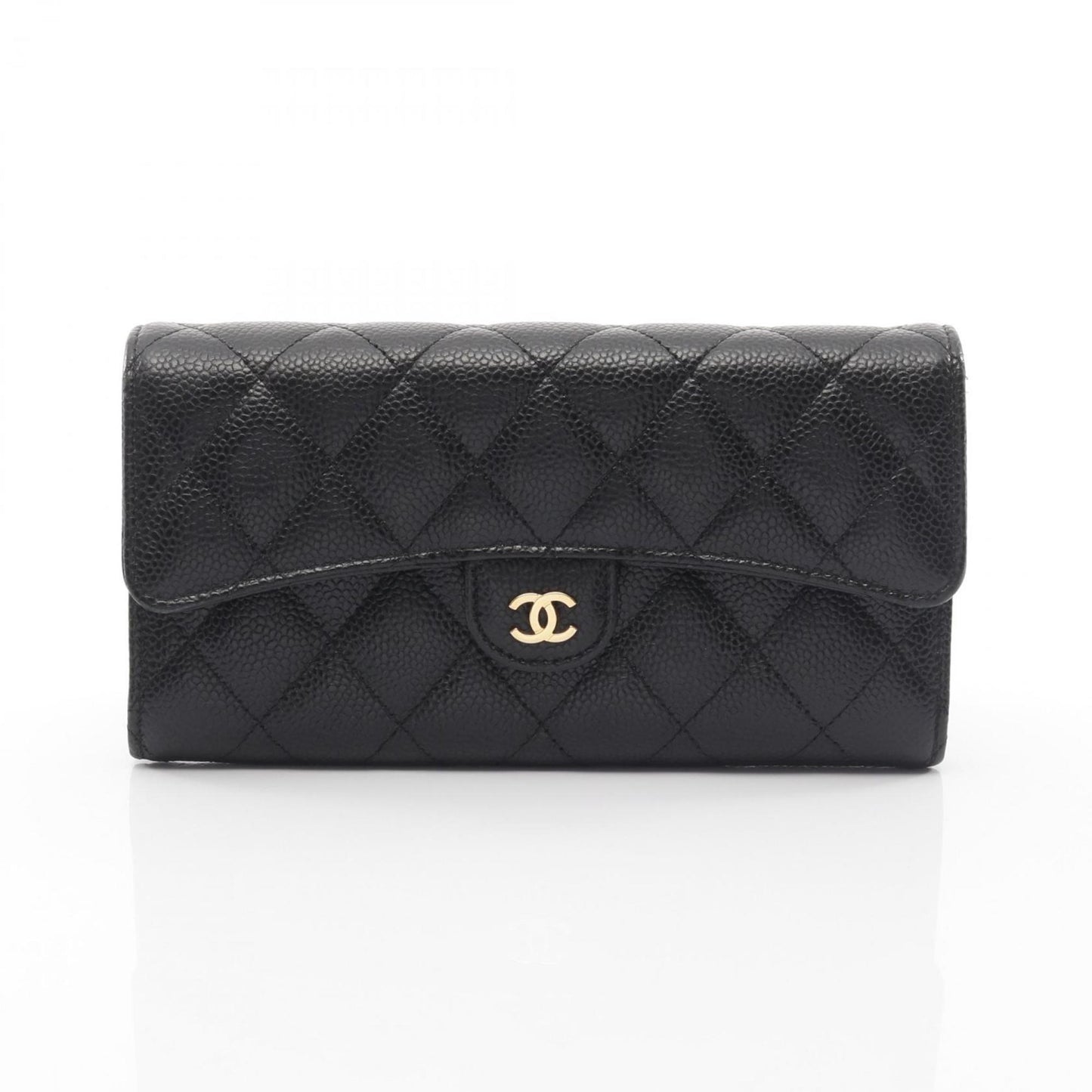 Chanel Matelasse Bifold Long Wallet In Grained Calfskin Leather
