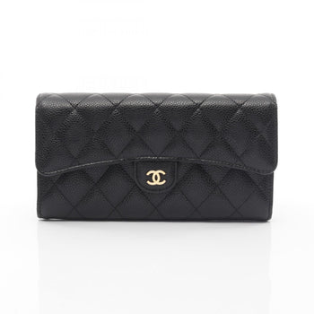 Chanel Matelasse Bifold Long Wallet In Grained Calfskin Leather