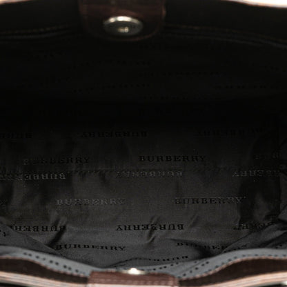 Burberry Nova Check Handbag Beige Brown Canvas Leather