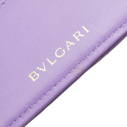 Bvlgari Serpenti Cabochon Card Case In Purple Leather