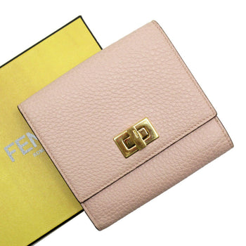 Fendi Bi-Fold Wallet Leather Light Pink