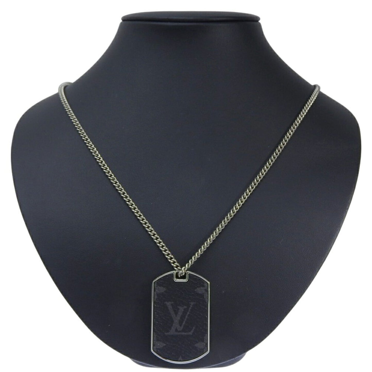 Louis Vuitton Monogram Eclipse Collier Plaque Plate M63640 Metal Necklace Locket