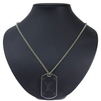 Louis Vuitton Monogram Eclipse Collier Plaque Plate M63640 Metal Necklace Locket