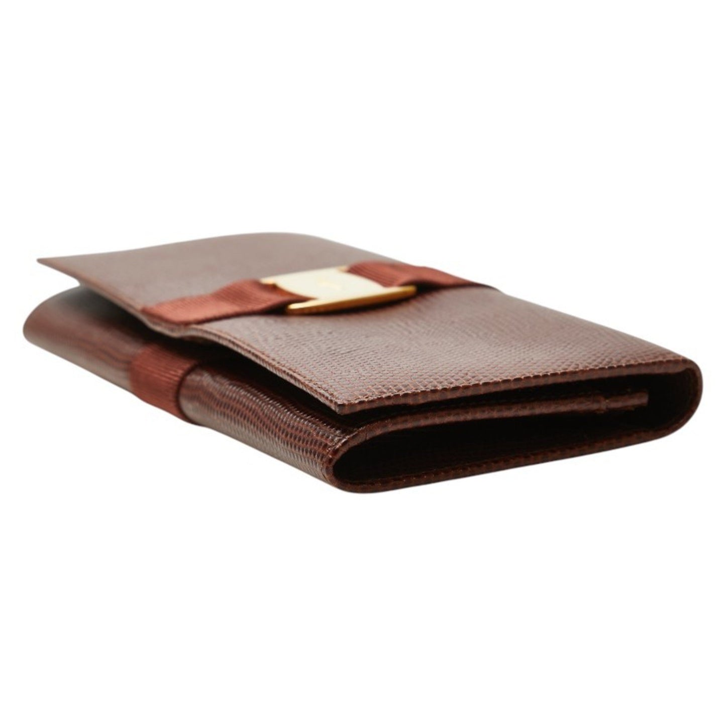Salvatore Ferragamo Vara Long Wallet In Brown Leather