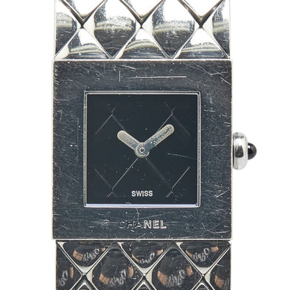 Chanel Matelasse Watch Quartz Black Dial Stainless Steel