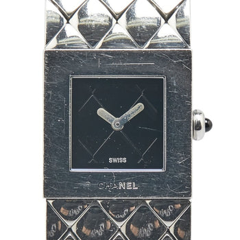 Chanel Matelasse Watch Quartz Black Dial Stainless Steel