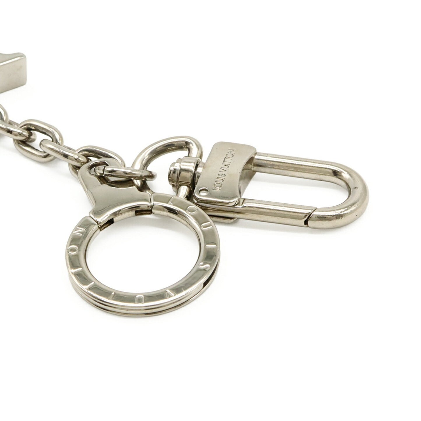 Louis Vuitton Porte-Cls Initial Lv Keychain/Key Ring Bag Charm Silver M65071