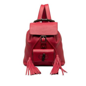 Gucci Bamboo Backpack 387149 Red Leather