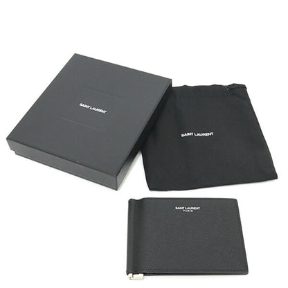 Saint Laurent Paris Bill Clip Wallet In Grained Leather