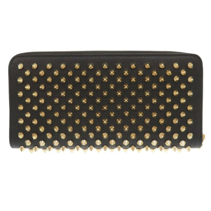Like New Christian Louboutin Panettone Leather Round Long Wallet In Black And Gold