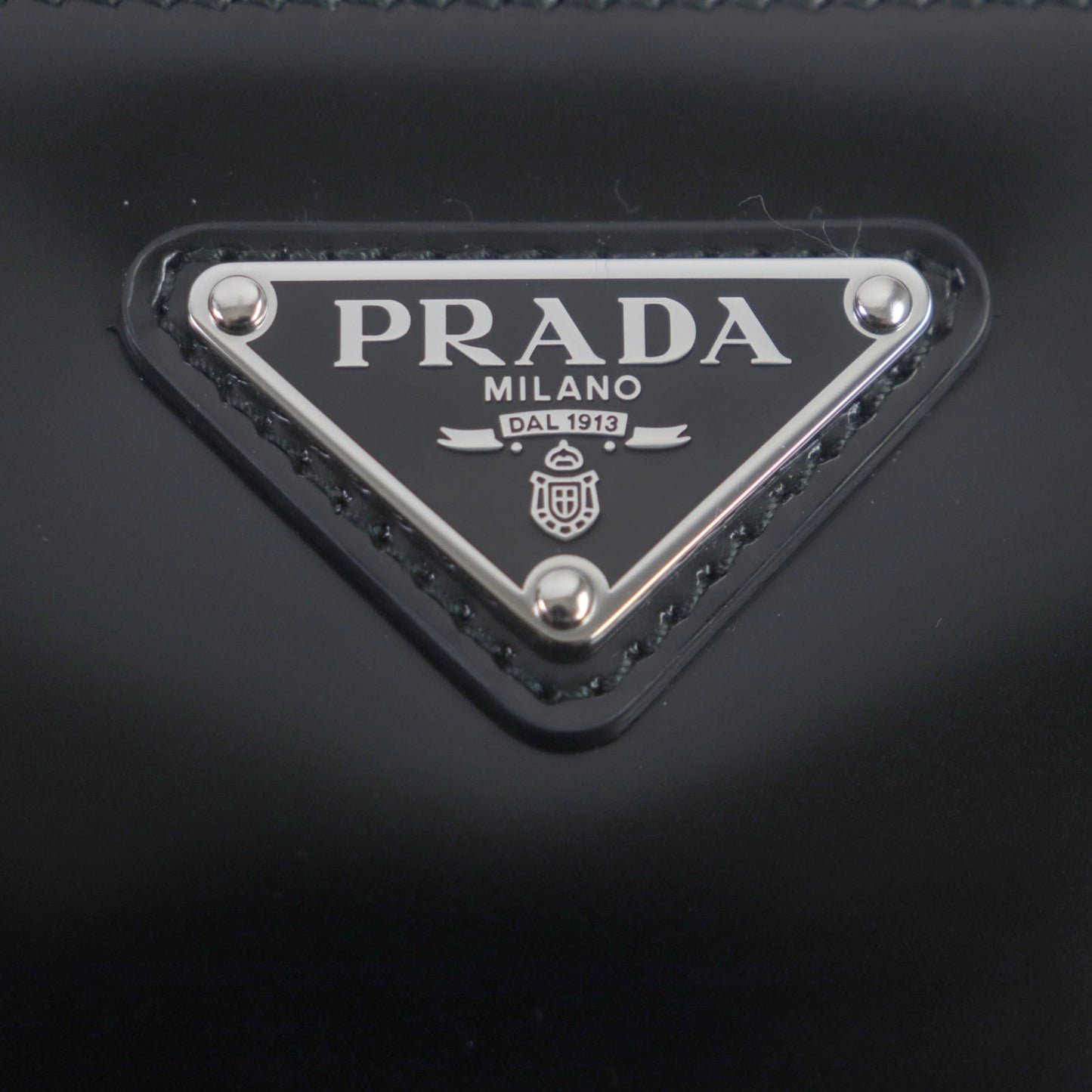Prada 2Vh173 Brick Brushed Leather Triangle Logo Shoulder Bag