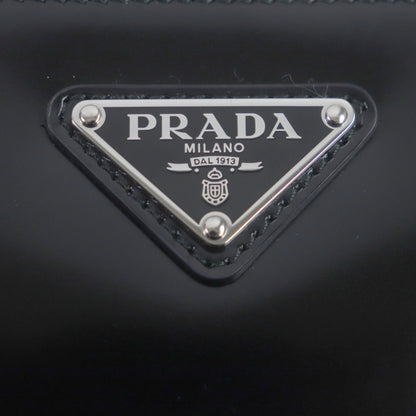 Prada 2Vh173 Brick Brushed Leather Triangle Logo Shoulder Bag