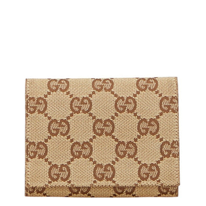 Gucci Gg Canvas Business Card Case/Card Case/Pass Case 120965 Beige Brown Leather