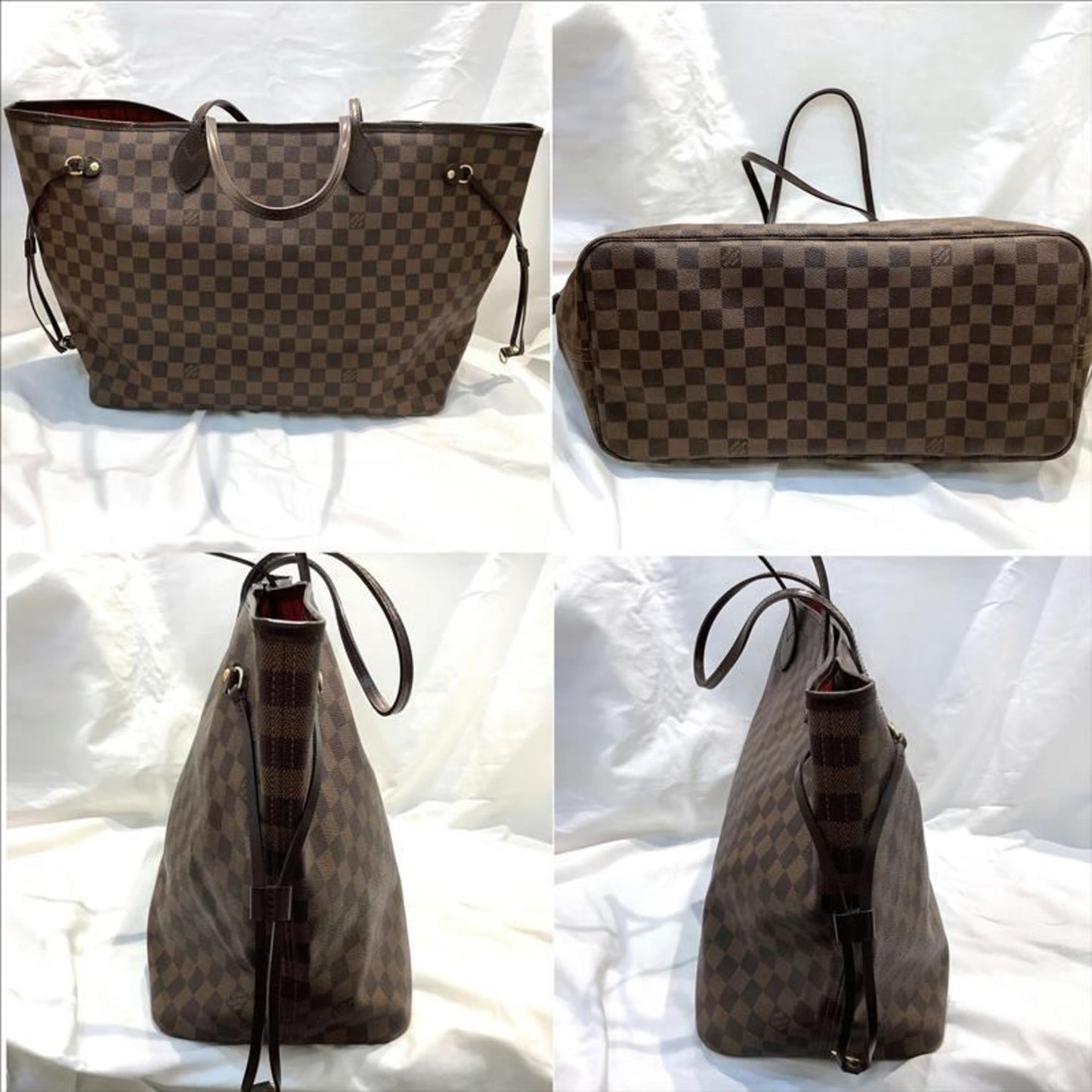 Louis Vuitton Neverfull Gm Damier Ebene Tote Bag N51106 Fl2191 Large Kb-9896