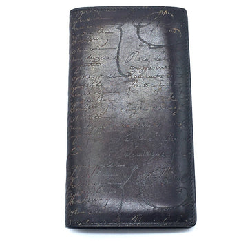 Berlutti Calligraphy Long Wallet Leather Accessory Long Wallet Folded Wallet Purple Dark Purple