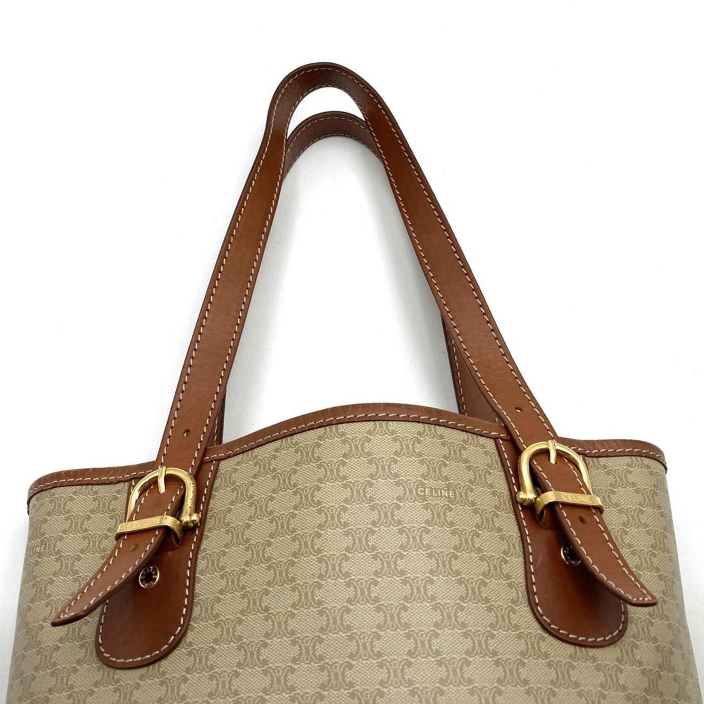 Celine Macadam M95 Tote Bag Shoulder Bag/Leather Beige