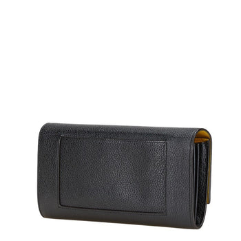 Celine Large Flap Multi-Cushion Long Wallet In Black Leather