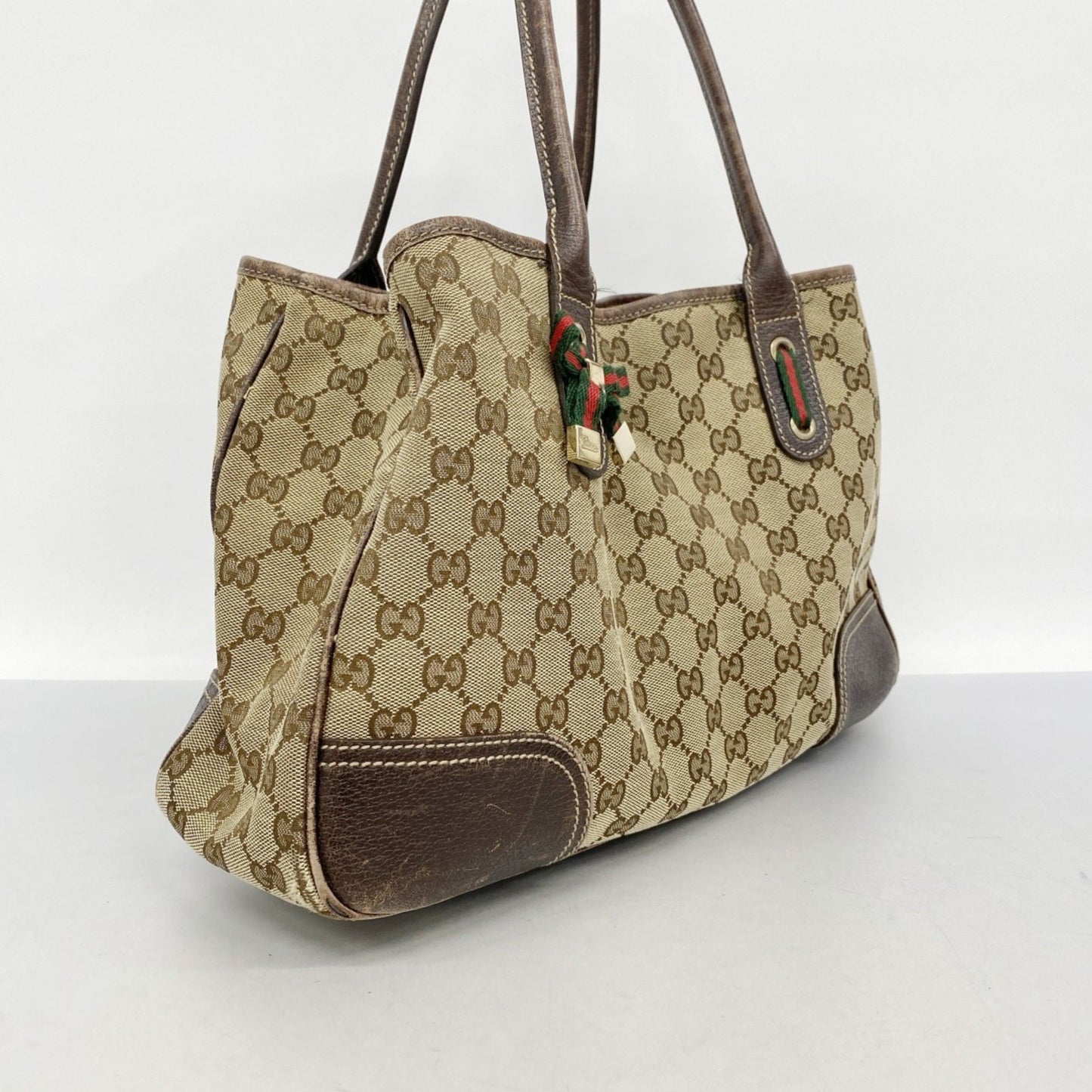 Gucci Gg Canvas Sherry Line Tote Bag 163805 Brown Champagne
