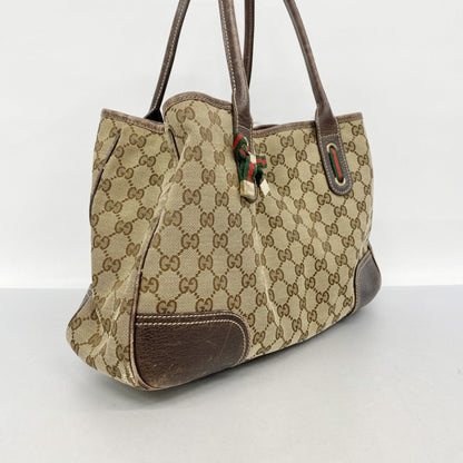 Gucci Gg Canvas Sherry Line Tote Bag 163805 Brown Champagne