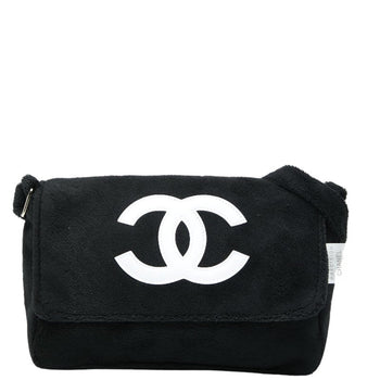 Chanel Coco Mark Novelty Crossbody Shoulder Bag In Black And White With Pile