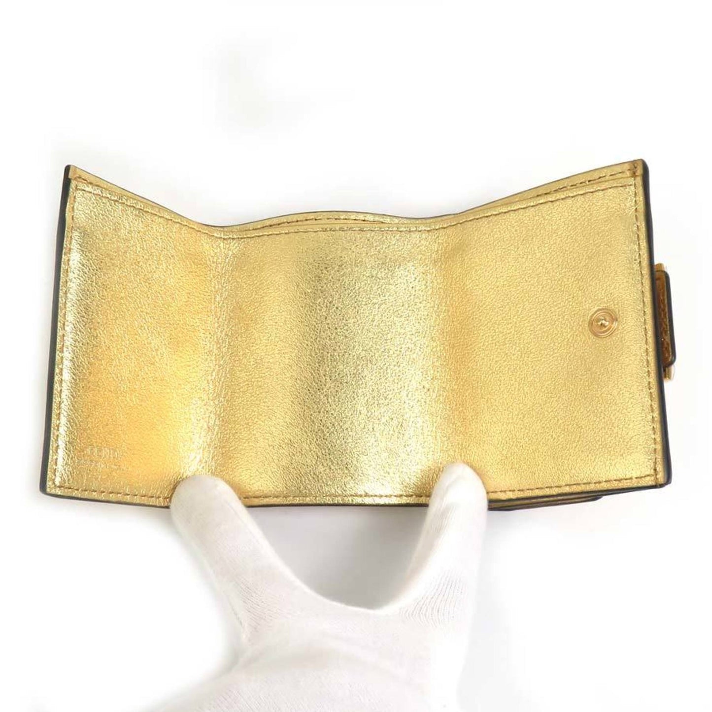 Fendi Tri-Fold Wallet Leather Gold