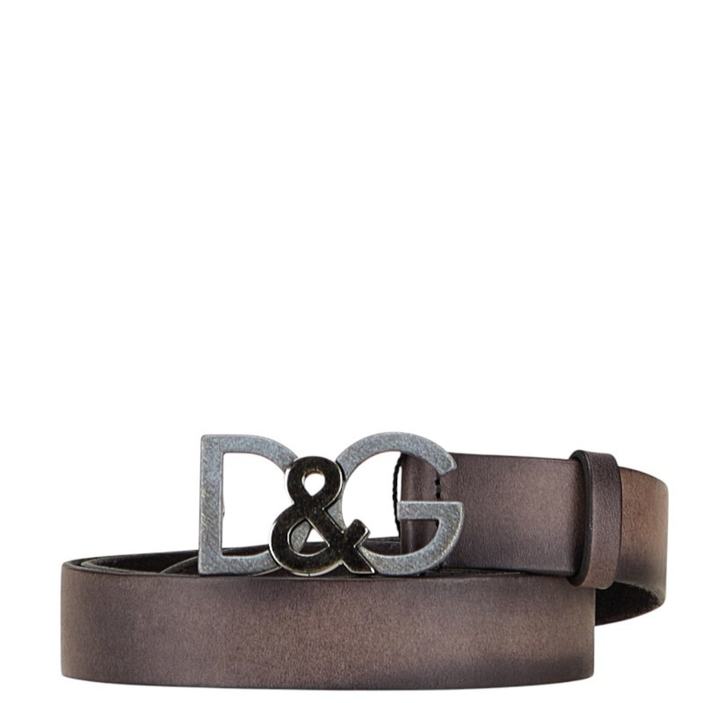 Dolce & Gabbana Logo Buckle Belt Bc3735 Gray/Black Leather