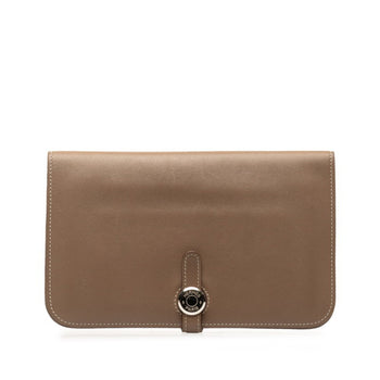 Hermes Dogon Gm Long Wallet Etoupe Silver Swift
