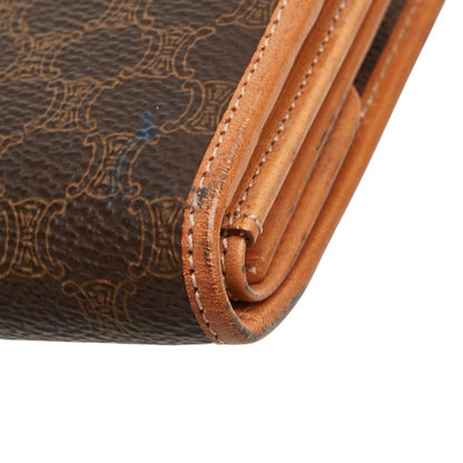 Celine Macadam Long Wallet Brown Leather