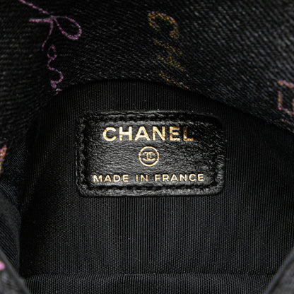 Chanel Matelasse Coco Mark Fringe Crossbody Chain Shoulder Bag Pochette In Black