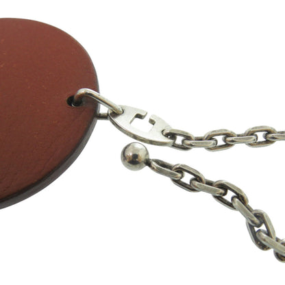 Hermes Animal Charm Dog Leather/925 Silver Brown Keychain 0161 Hermes