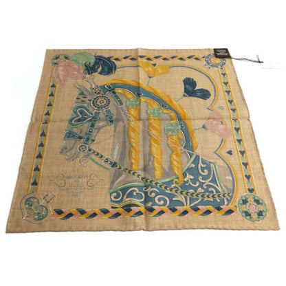 Hermes Carr 45 Gavroche Harnais De Coeur Arne De Coeur Scarf Muffler Caramel / Moldore Green