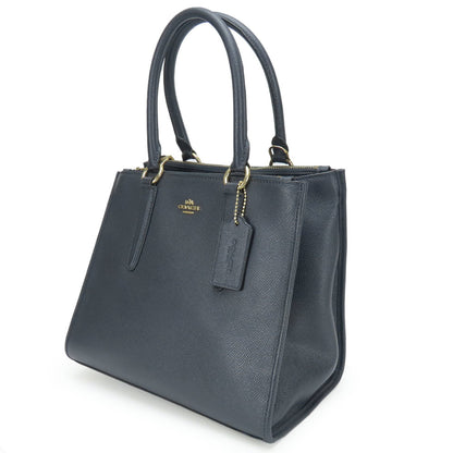 Coach Handbag Crosby Carryall F14928 Leather Navy Shoulder Bag