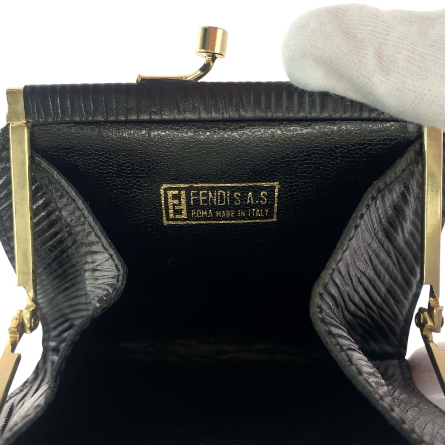 Fendi Vintage Zucca Black Gold Hardware Canvas Wallet/Coin Case Compact Wallet