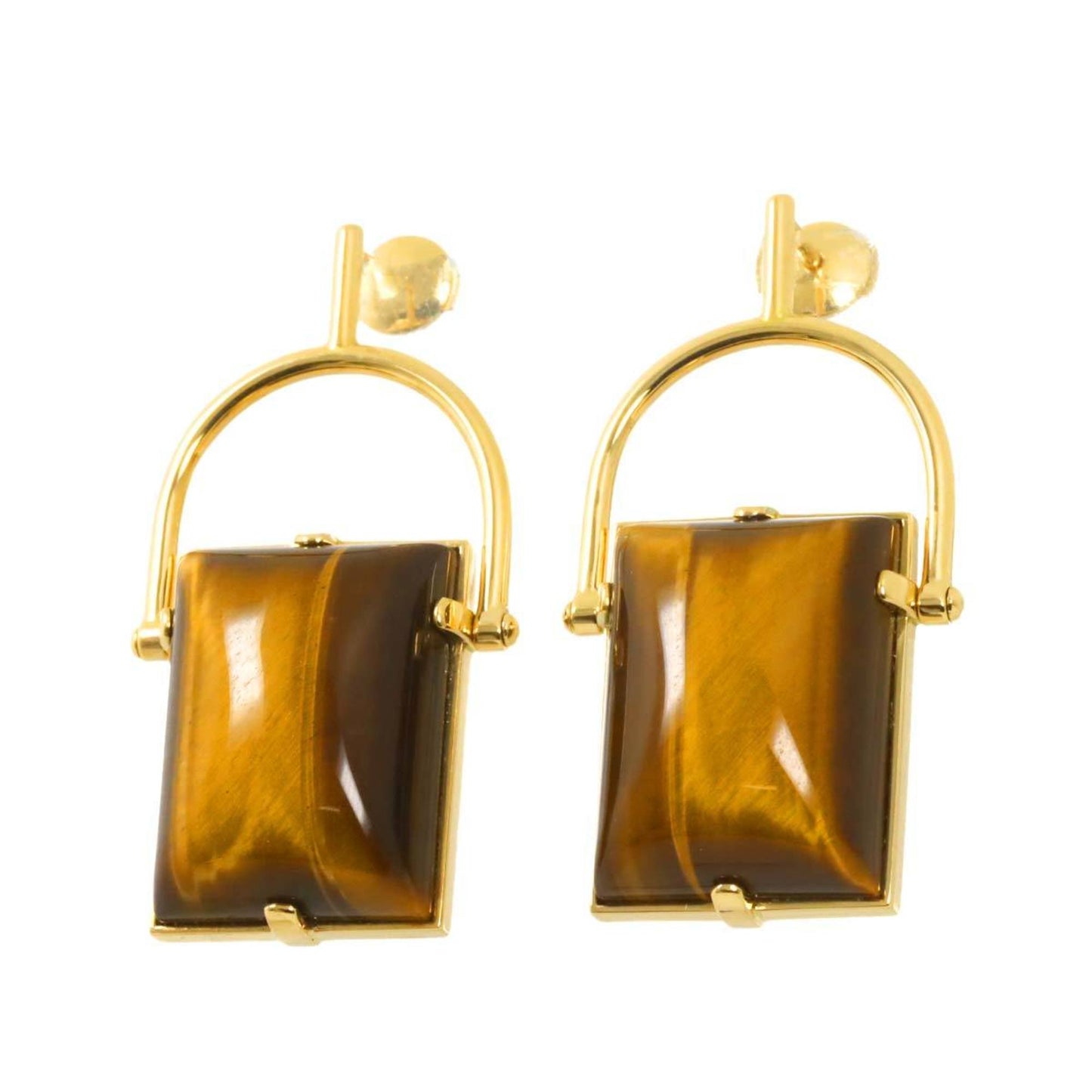 Louis Vuitton Tiger Eye Earrings In 18K Yellow Gold