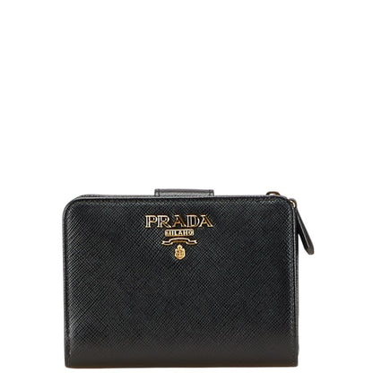 Prada Saffiano Bifold Wallet 1Ml018 Black Leather