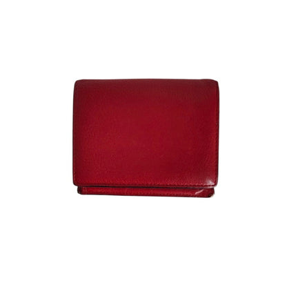 Miumiu Miu Madras City Calfskin Logo Compact Wallet Bifold 5Mv204 Red With Box