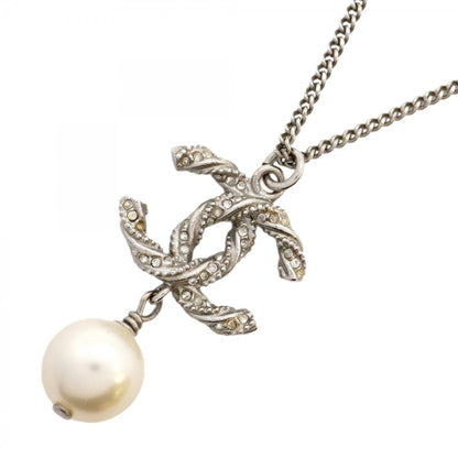 Chanel Coco Mark Metal Necklace With Faux Pearl And Rhinestones