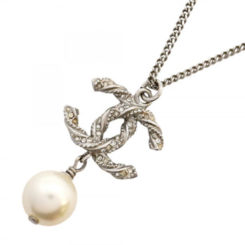 Chanel Coco Mark Metal Necklace With Faux Pearl And Rhinestones