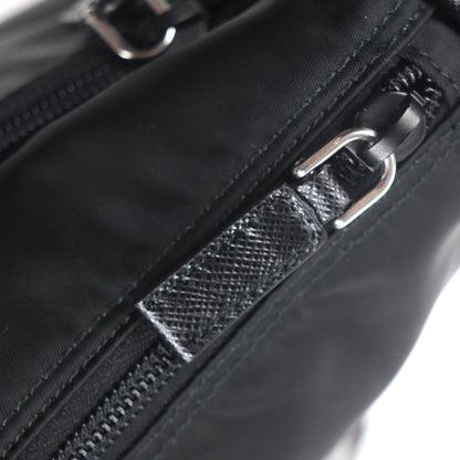 Prada 1Bc421 Saffiano Leather And Re-Nylon Nylon Shoulder Bag With Triangle Logo Plaque