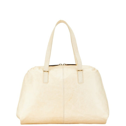 Fendi Zucca Unzipped Tote Bag Shoulder 8Br623 Beige Leather