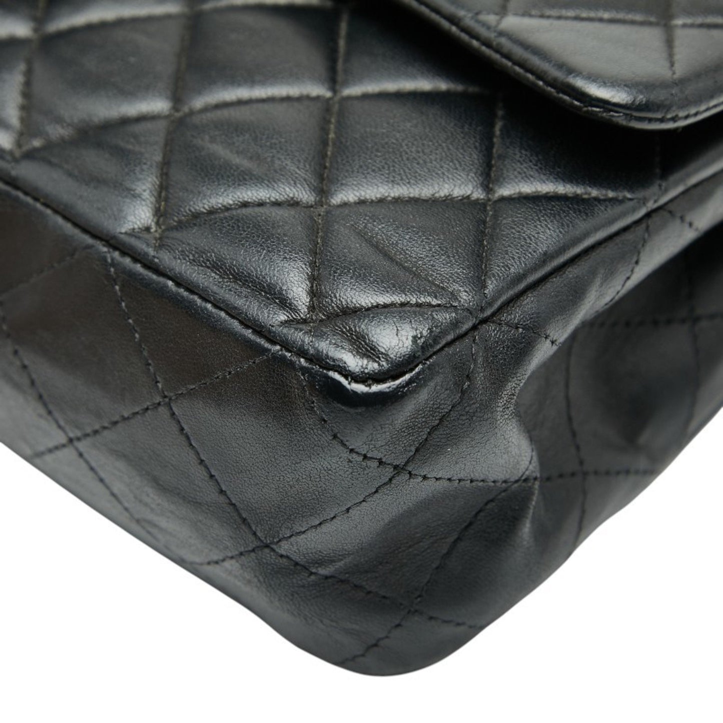 Chanel Matelasse 25 Coco Mark Double Flap Chain Shoulder Bag In Black With Silver Hardware And