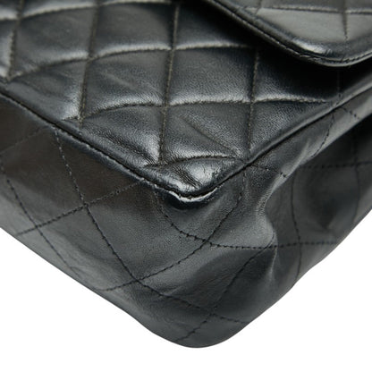 Chanel Matelasse 25 Coco Mark Double Flap Chain Shoulder Bag In Black With Silver Hardware And