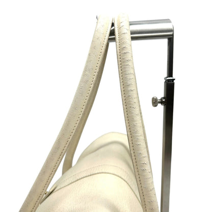 Salvatore Ferragamo Gancini Leather Tote Bag In White With Gold Hardware