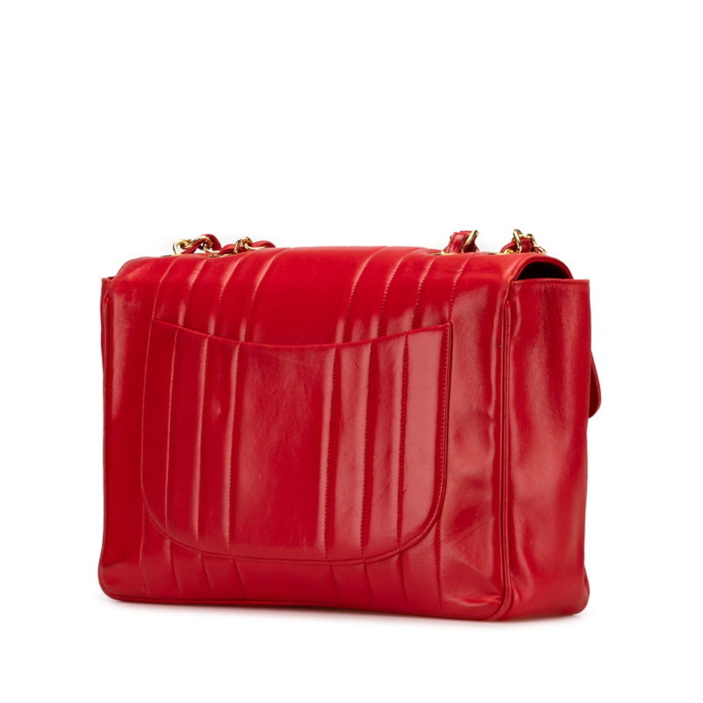 Chanel Mademoiselle Coco Mark Chain Shoulder Bag Handbag Red Lambskin