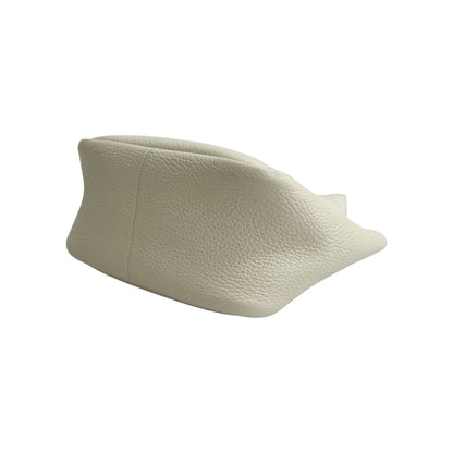 Prada Triangle Logo Leather Handbag Mini Tote Bag White 42786