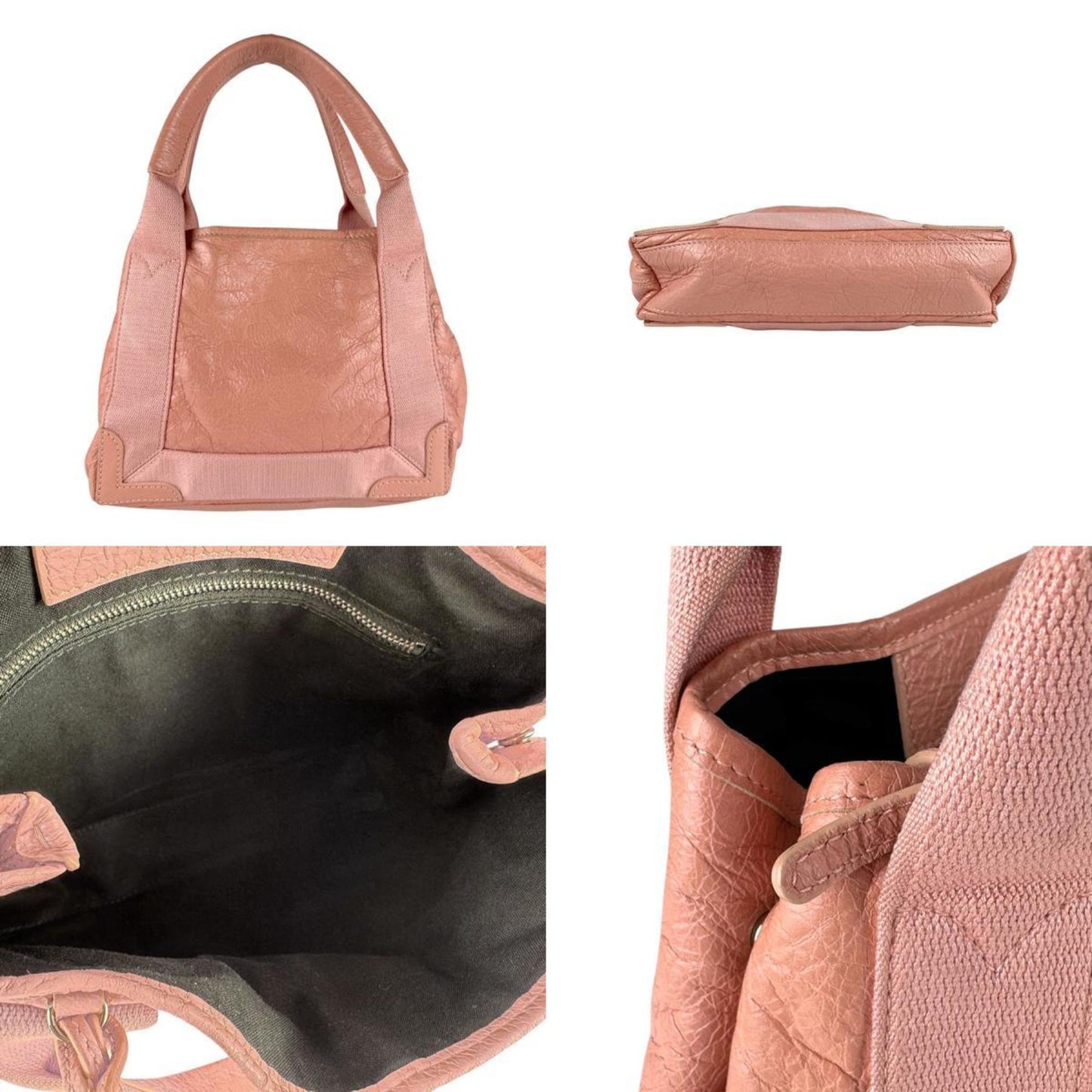 Balenciaga Balenciaga Navy Cabas Xs Leather Shoulder Bag In Coral Pink