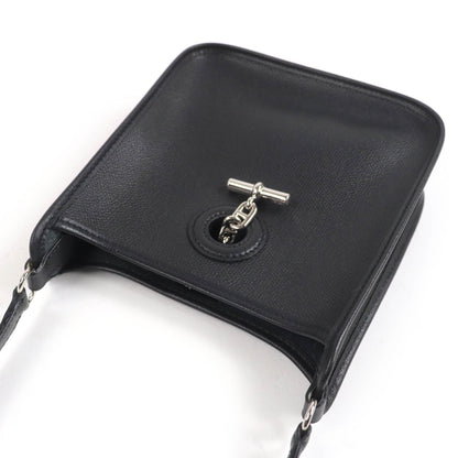 Hermes Vespa Tpm Shoulder Bag In Black With Epsom Leather And Silver Hardware