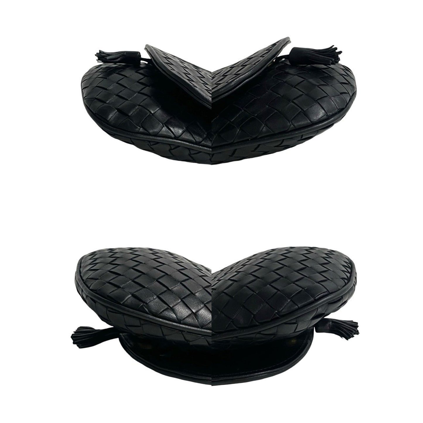 Bottega Veneta Intrecciato Tassel Leather Mini Shoulder Bag/Pochette In Black 34268