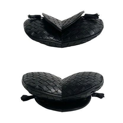 Bottega Veneta Intrecciato Tassel Leather Mini Shoulder Bag/Pochette In Black 34268